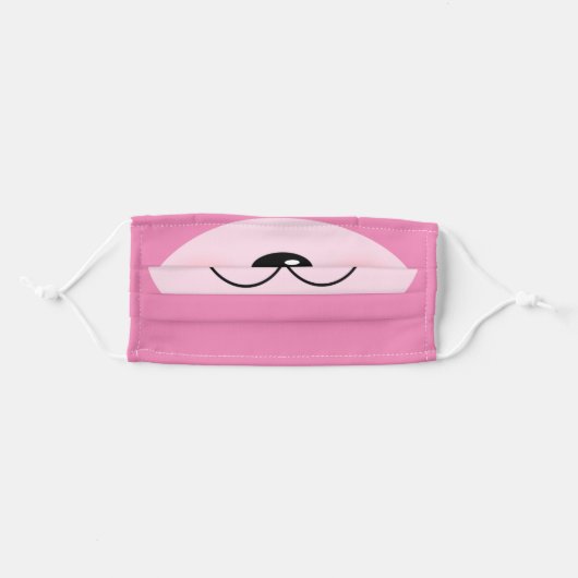 Pink Teddy Bear Animal Face Funny Cute Cartoon Adult Cloth Face Mask (Front, Folded)