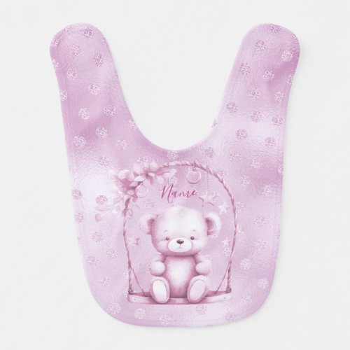 Pink Teddy Bear Baby Bib