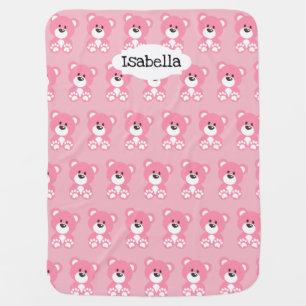 Pink Teddy Bear Baby Blanket