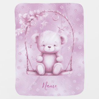 Pink Teddy Bear Baby Blanket