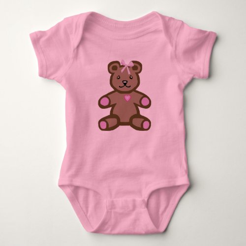 Pink teddy bear baby bodysuit