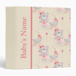 Pink Teddy Bear Baby Newborn Child Photo Album 3 R Ring Binder