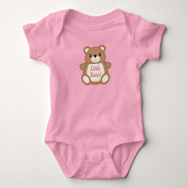 Pink Teddy Bear Baby Shower Baby Bodysuit (Front)