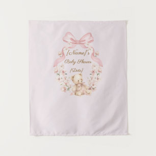 Pink Teddy Bear Baby Shower Backdrop