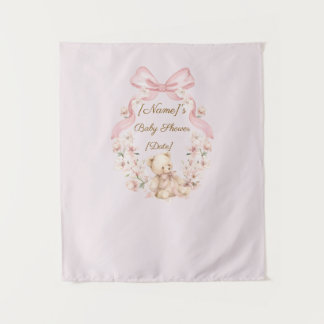 Pink Teddy Bear Baby Shower Backdrop
