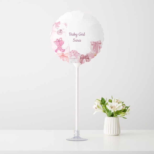Pink Teddy Bear Baby Shower Balloon (In SItu)