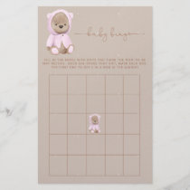 Pink Teddy Bear Baby Shower Bingo Game Flyer