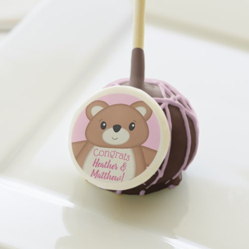 Pink Teddy Bear Baby Shower Cake Pops