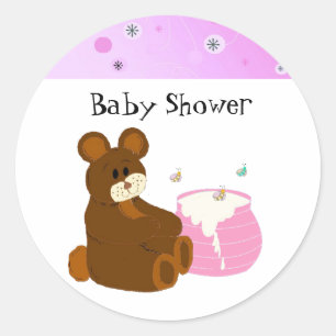 Pink Teddy Bear Baby Shower Classic Round Sticker