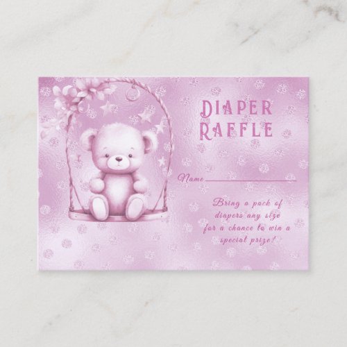 Pink Teddy Bear Baby Shower Enclosure Card