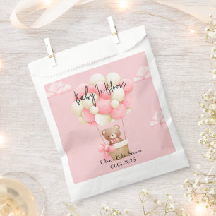 pink teddy bear baby shower favor bag