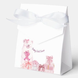 Pink Teddy Bear Baby Shower Favor Bag Boxes