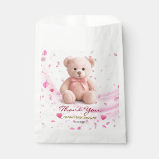 Pink Teddy Bear Baby Shower Favor Bag – Thank You.