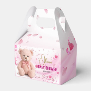 Pink Teddy Bear Baby Shower Favor Box- Editable Favor Boxes