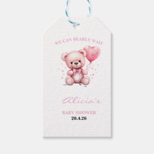 Pink Teddy Bear Baby Shower Gift Tags