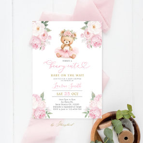 Pink Teddy Bear Baby Shower Girl Invitation
