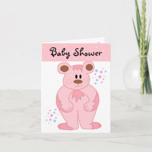 Pink Teddy Bear Baby Shower Invitation