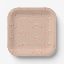 Pink Teddy Bear Baby Shower Paper Plates