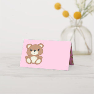 Pink Teddy Bear Baby Shower Place Card