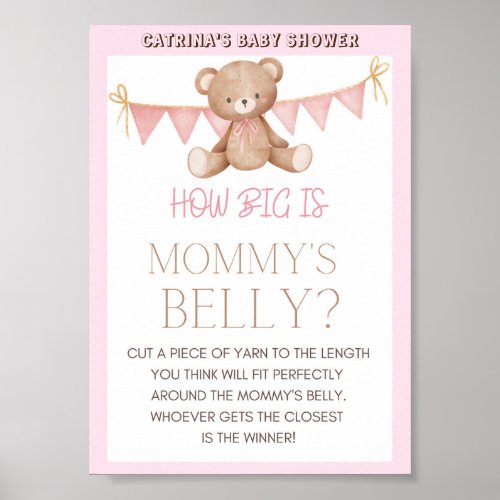 Pink Teddy Bear Baby Shower Sign