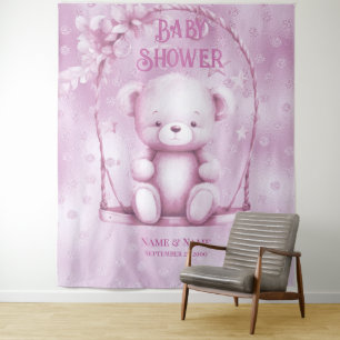 Pink Teddy Bear Backdrop