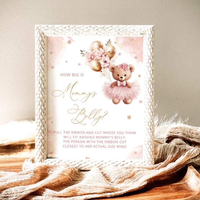 Pink Teddy Bear Balloons How big is Mommy's Belly Poster (Creator Uploaded)