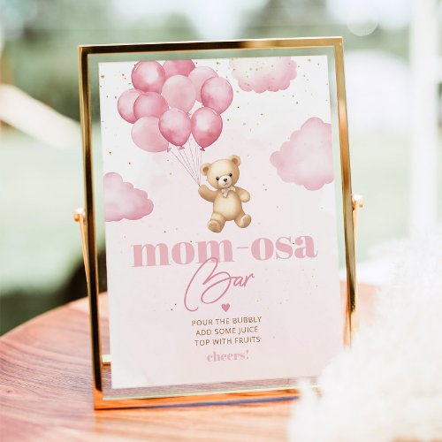 Pink teddy bear balloons mom_osa bar poster