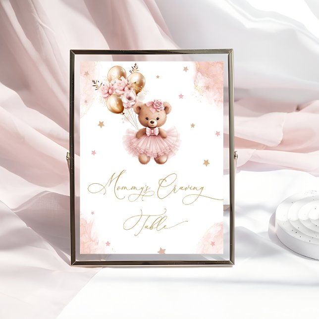 Pink Teddy Bear Balloons Mommy's Craving Table Poster (Creator Uploaded)