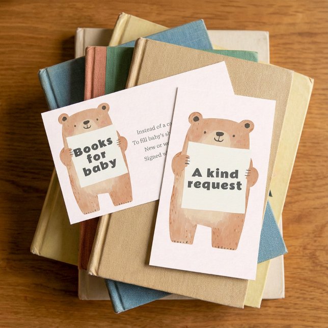 Pink teddy Bear Books for baby Request Enclosure Card (Pink teddy Bear Books for baby Request Enclosure Card.)