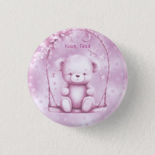 Pink Teddy Bear Button