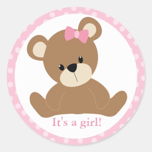 Pink Teddy Bear Classic Round Sticker