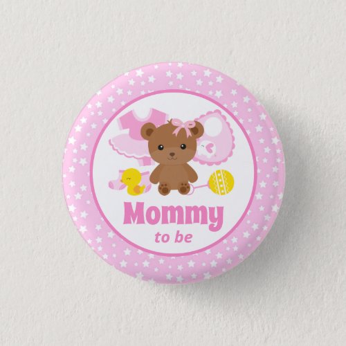 Pink Teddy Bear Clothes Baby Shower Mommy to Be Button