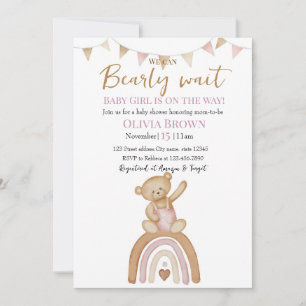 Pink Teddy Bear Design invitation
