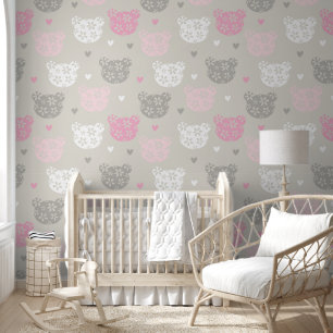 Pink Teddy Bear Ears Lacy Wall Covering