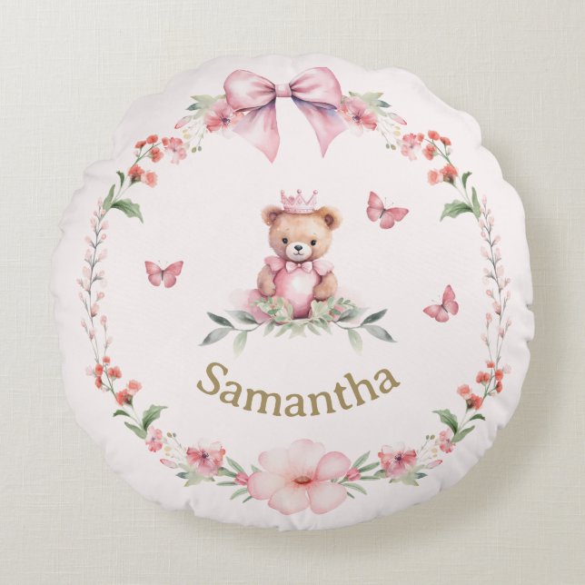 Pink Teddy Bear Fantasies   Round Pillow (Front)