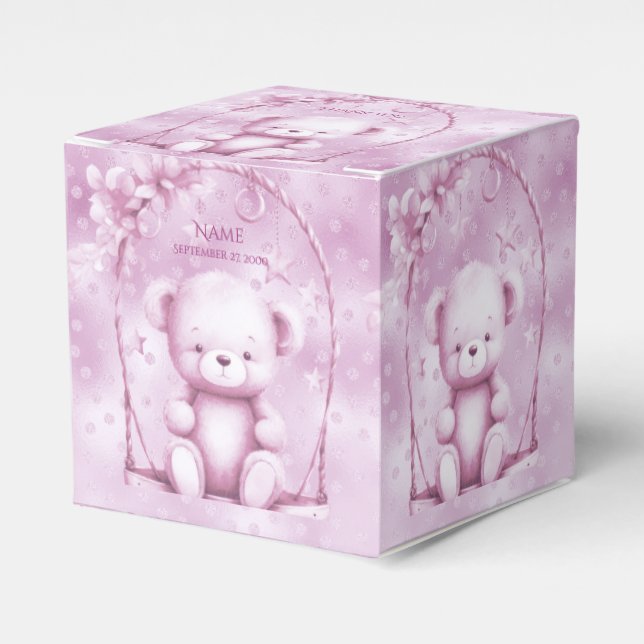 Pink Teddy Bear Favor Box (Front Side)