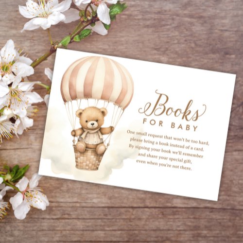 Pink Teddy Bear Girl Baby Shower Books for Baby Enclosure Card