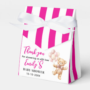 Pink Teddy Bear girl Baby Shower Favor Boxes