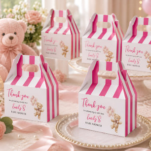 Pink Teddy Bear girl Baby Shower Favor Boxes