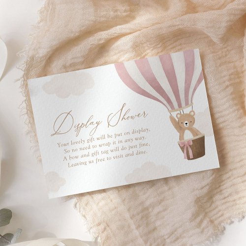 Pink Teddy Bear Hot Air Balloon Display Shower Enclosure Card