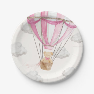 Pink Teddy Bear Hot Air Balloon Paper Plates