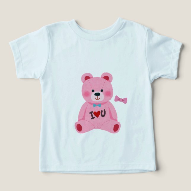 Pink Teddy Bear I Love You Baby T-Shirt  Toddler T-shirt (Design Front)