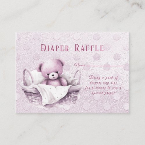 Pink Teddy Bear in Basket Baby Shower Enclosure Card