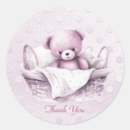 Pink Teddy Bear in Basket Sticker
