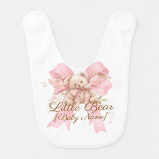 Pink Teddy Bear Little Bear Baby Girl Bib