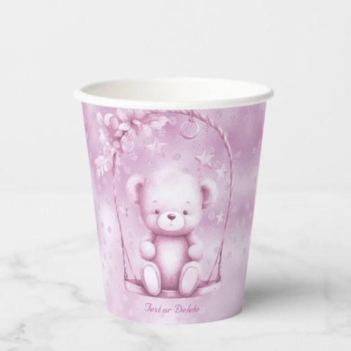 Pink Teddy Bear Paper Cups