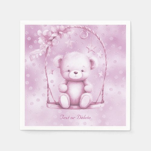 Pink Teddy Bear Paper Napkin
