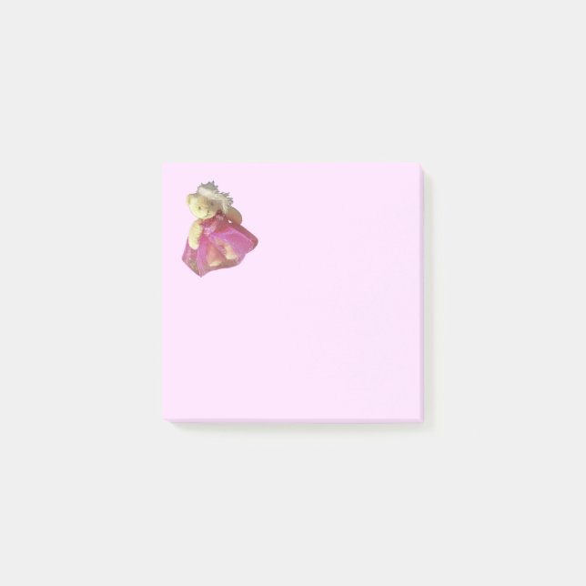 Pink teddy bear party animal post-it notes (Front)