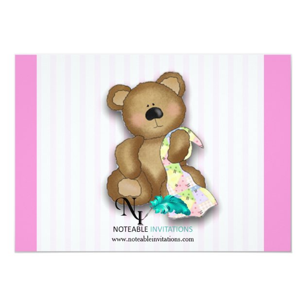 Pink Teddy Bear Photo Baby Announcement