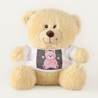 Pink Teddy Bear Plush with custom t-shirt